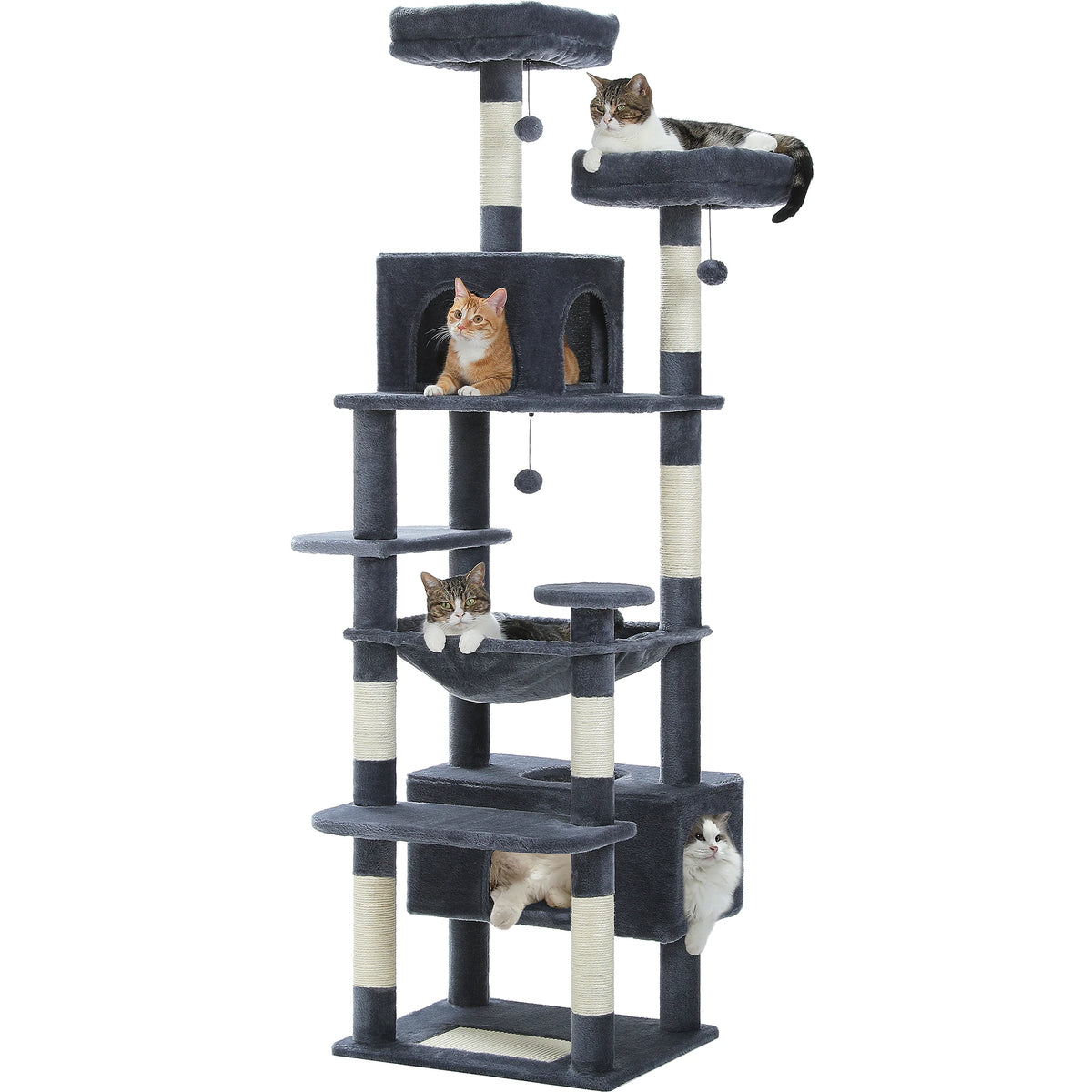 PEQULTI Multi-Level Cat Tree Tower With Scratching Posts And Hammock