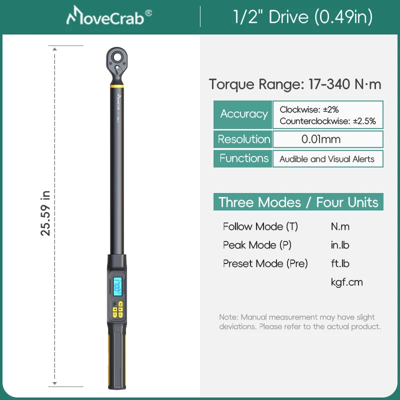 MoveCrab Digital Torque Wrench With LED And Buzzer Alerts