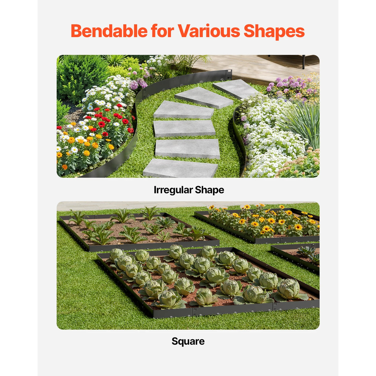 VEVOR Steel Landscape Edging Rust-Resistant Metal Landscape Edging Bendable Garden Edging Border Flower Bed Yard Pathway Divider