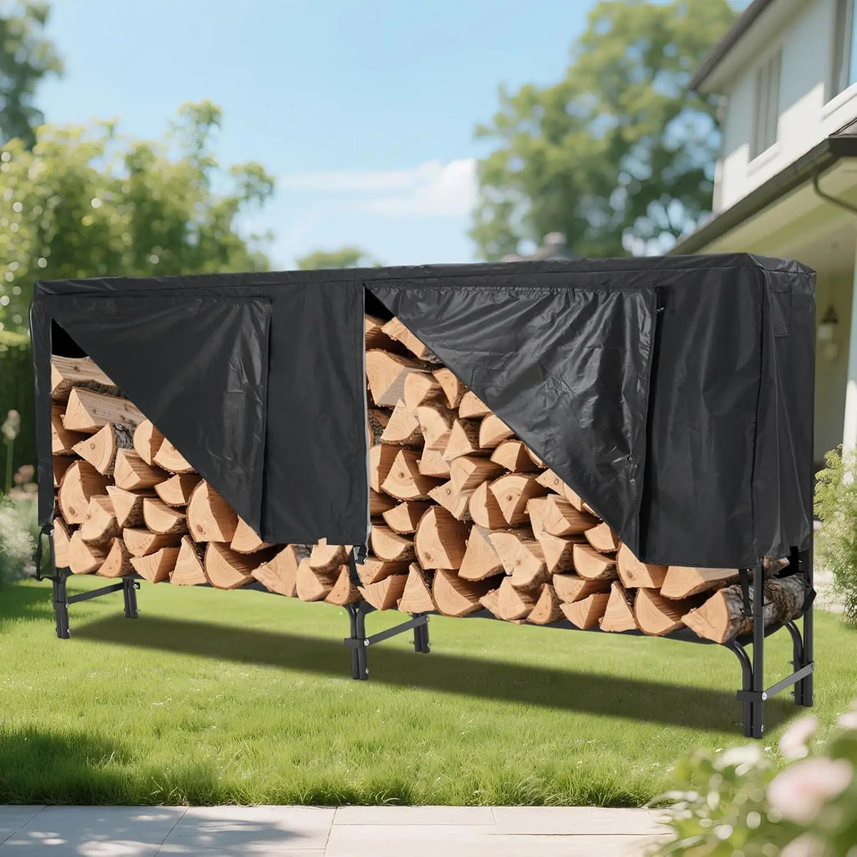 Garvee Heavy Duty Firewood Rack With Waterproof Protective Cover