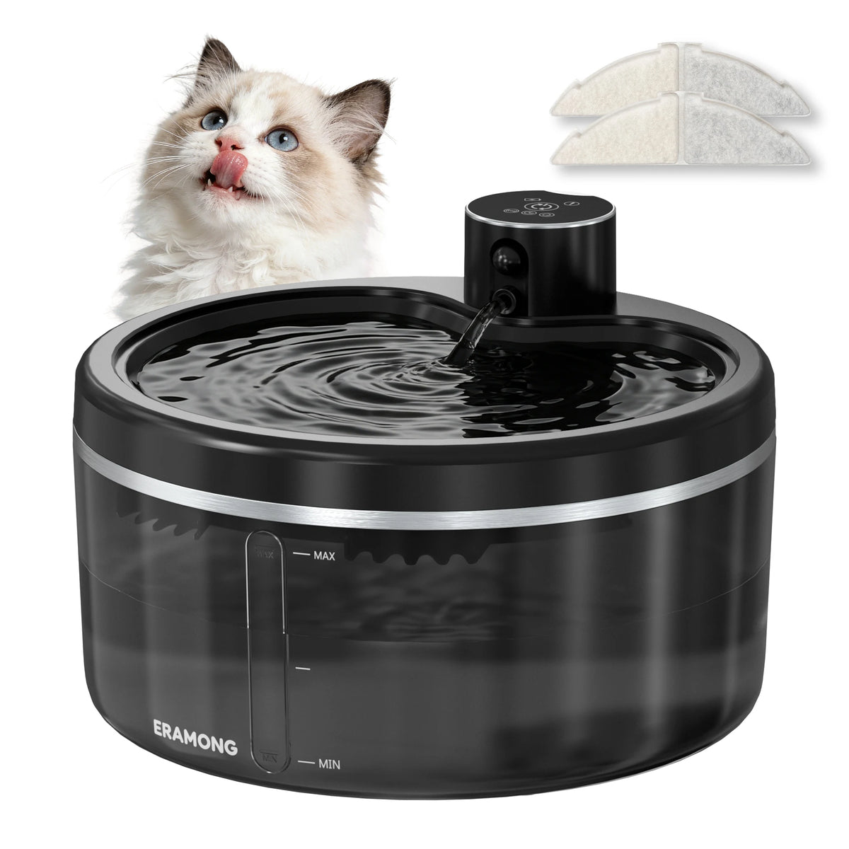 ERAMONG Wireless Cat Water Fountain With Quiet Auto Sensor