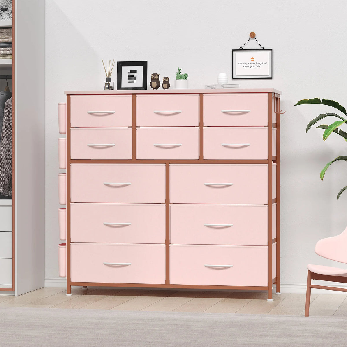 HiMISS 12 Drawer Fabric Storage Dresser With Metal Frame / Wood Top
