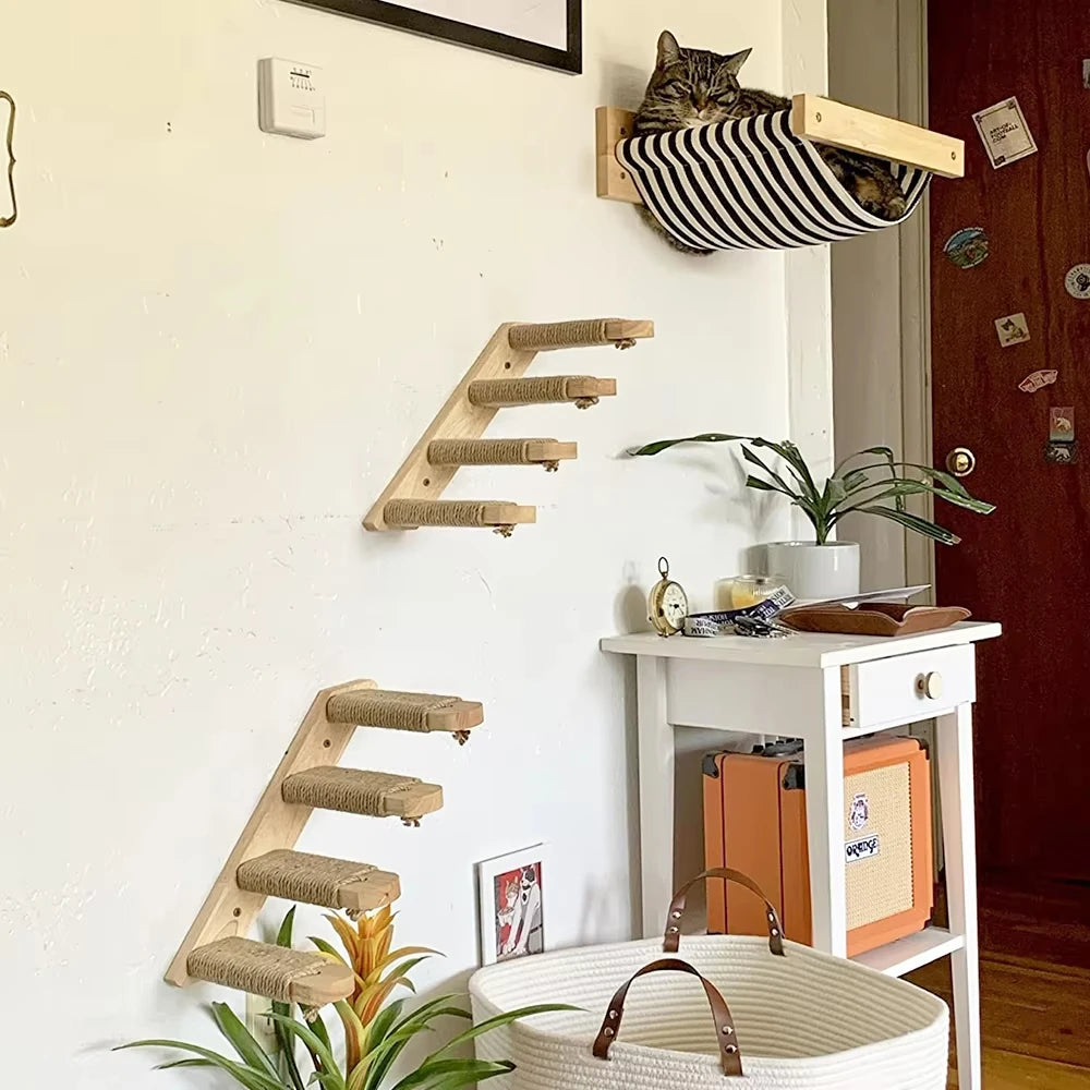CWV Cat Wall Climbing Shelf With Sisal Scratching Post
