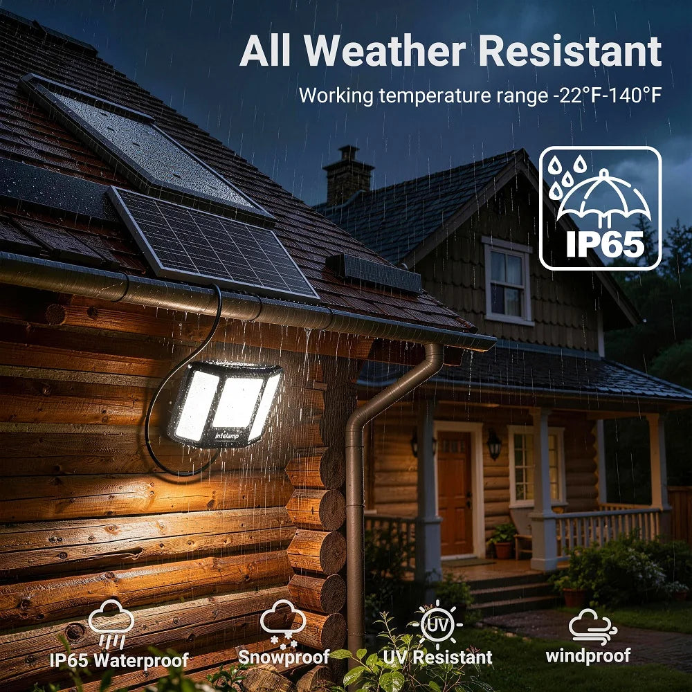 Outdoor Solar Flood Lights Dusk to Dawn 20000Mah Long Battery Life 3 Colors Floodlight with Super Large Solar Panel 16.4 ft Cable Security Spotlights Waterproof for Yard Garden Backyard Porch Driveway