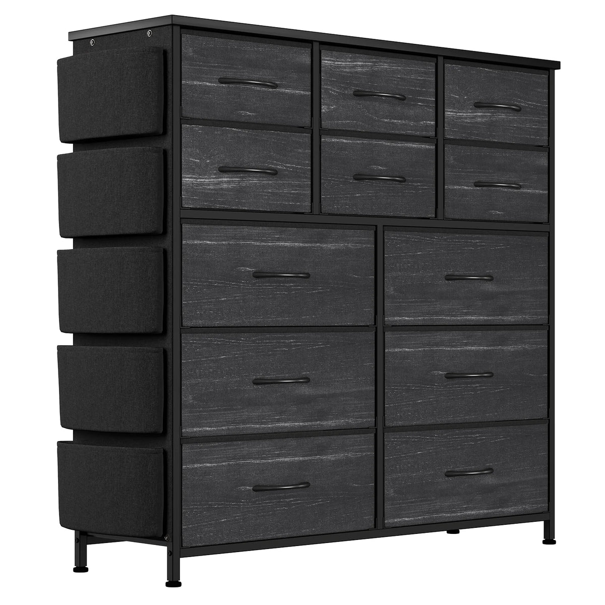 HiMISS 12 Drawer Fabric Storage Dresser With Metal Frame / Wood Top