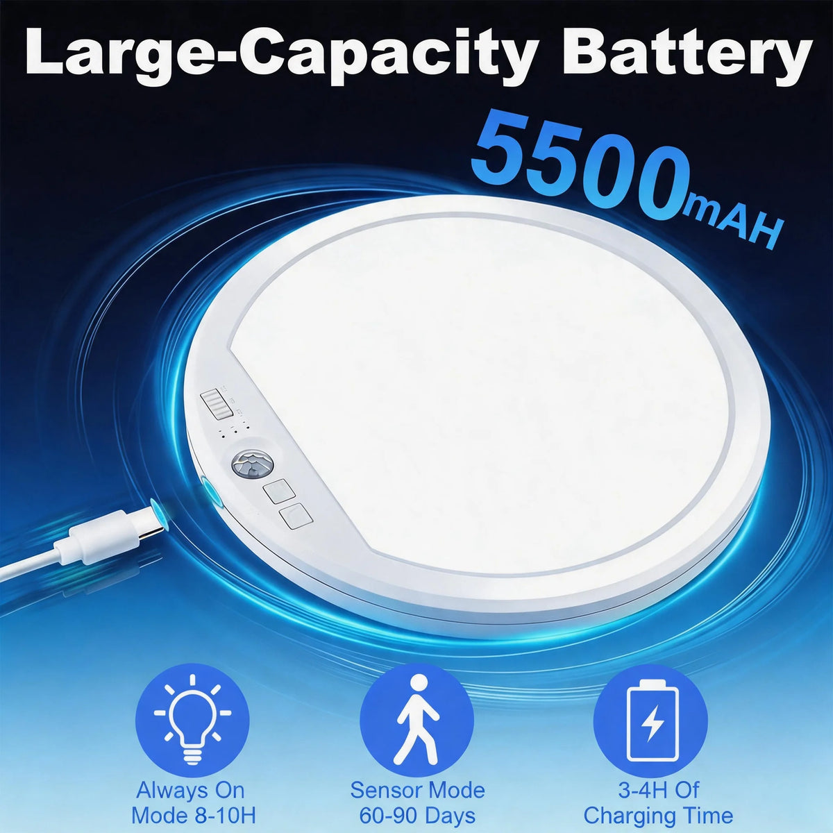 Rechargeable Motion Sensor Ceiling Light 3 Working Models 3000K-6000K Magnetic Wireless LED Ceiling Light with Remote Battery Powered for Closet Shower Stairs Shed Hallway Living Room
