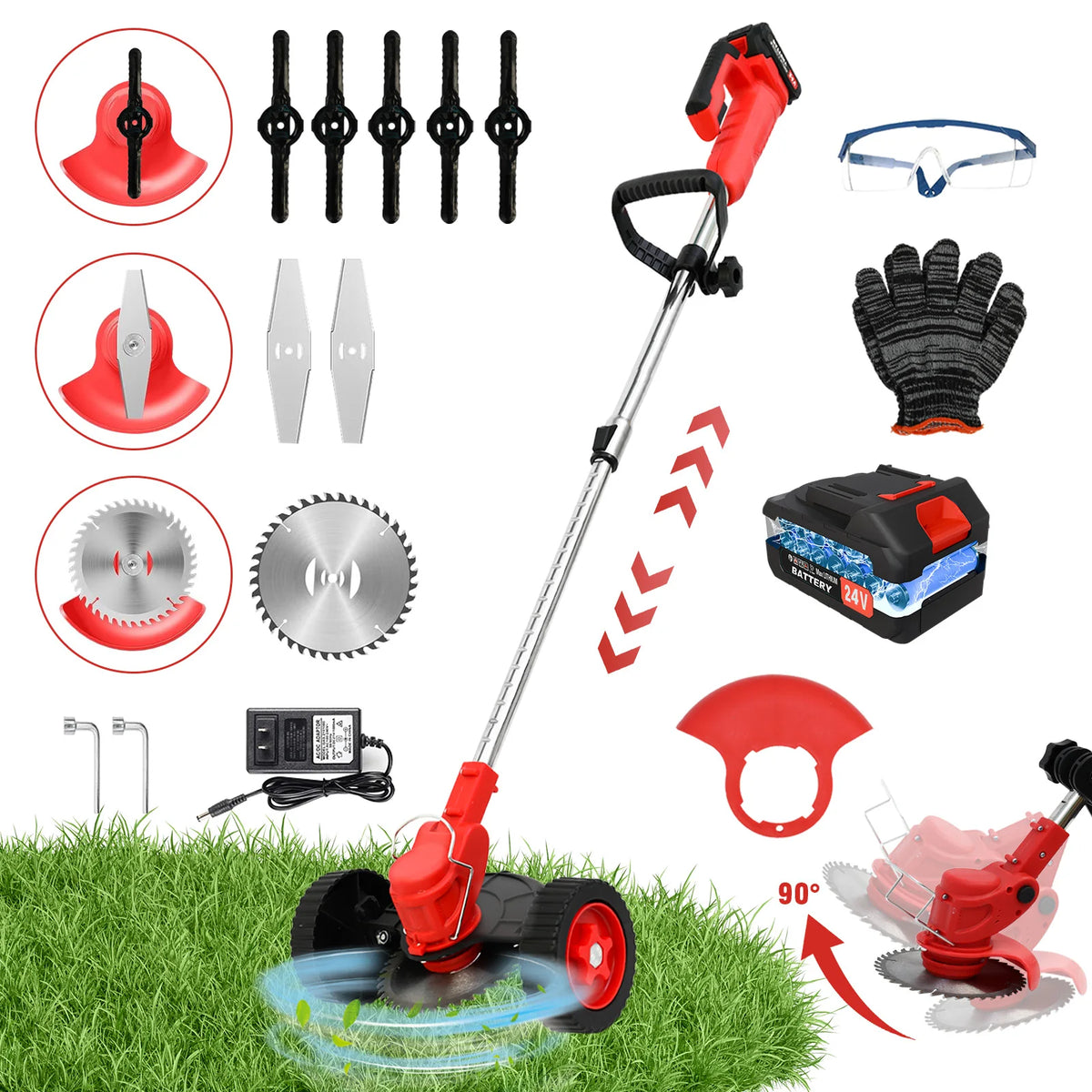 Cordless Electric Grass Trimmer Brush Cutter And Lawn Edger