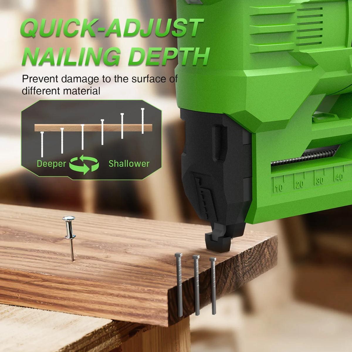 TaskStar Electric Nailing Gun 2-in-1 Cordless Nailer with 2000mAh Batteries LED Light Brushless Nail Gun for Wood Home