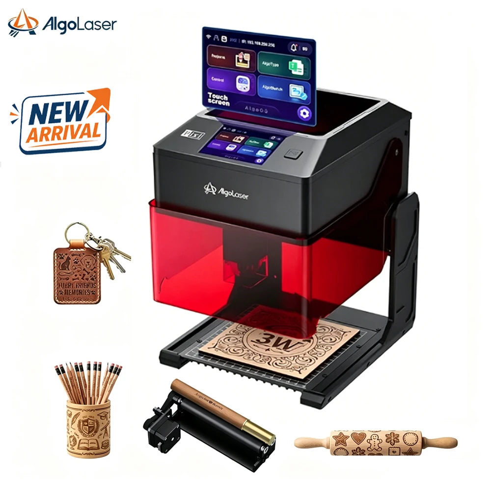 AlgoLaser Mini Portable 5W Laser Engraver Cutter with Rotary Roller OPTIONS DIY Tools Logo Etcher for Wood Desktop Laser Engraver for Metal Tumblers