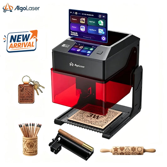 AlgoLaser Mini Portable 5W Laser Engraver Cutter with Rotary Roller OPTIONS DIY Tools Logo Etcher for Wood Desktop Laser Engraver for Metal Tumblers