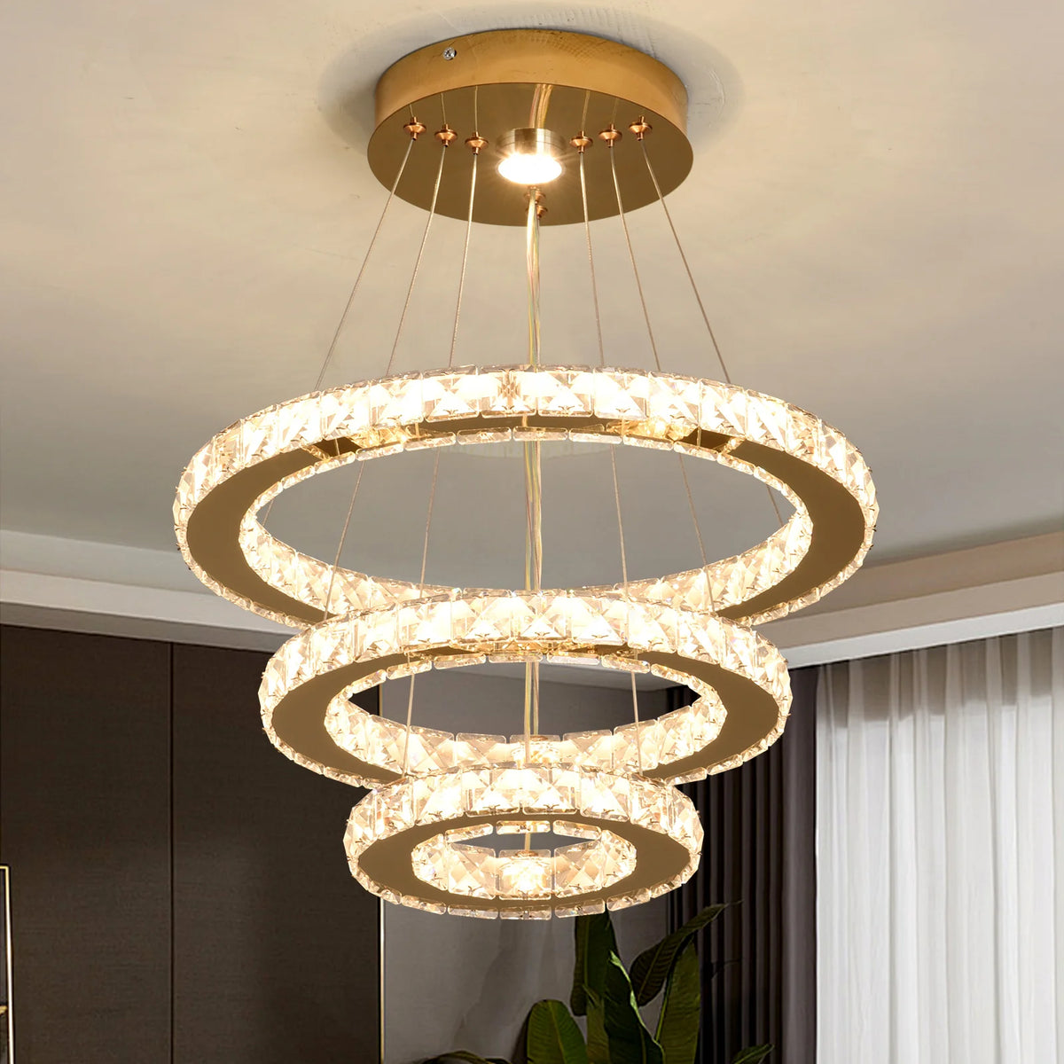 Vinilky Crystal LED Pendant Chandelier With Remote Control