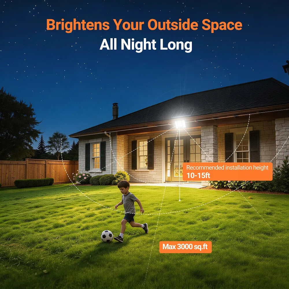 Outdoor Solar Flood Lights Dusk to Dawn 20000Mah Long Battery Life 3 Colors Floodlight with Super Large Solar Panel 16.4 ft Cable Security Spotlights Waterproof for Yard Garden Backyard Porch Driveway