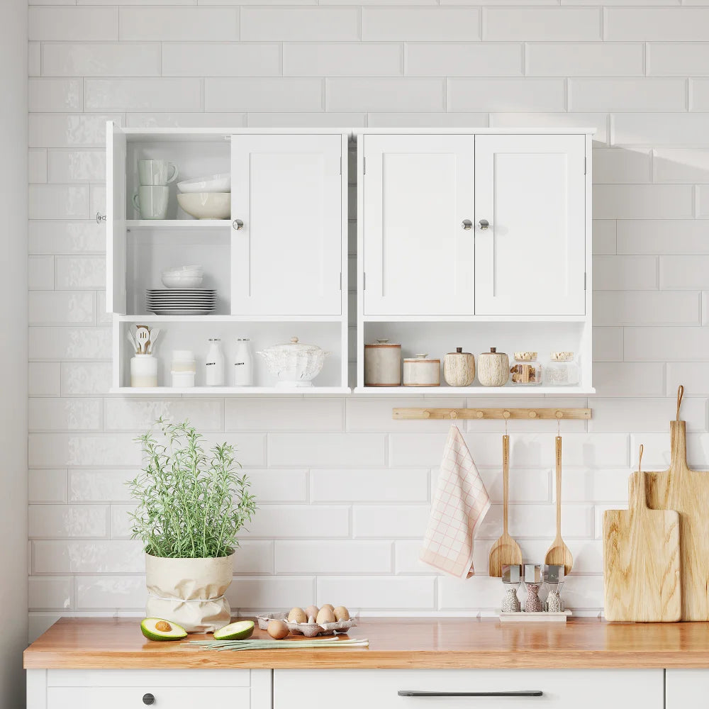 Wall Mounted Bathroom Cabinet With Adjustable Shelves And Doors