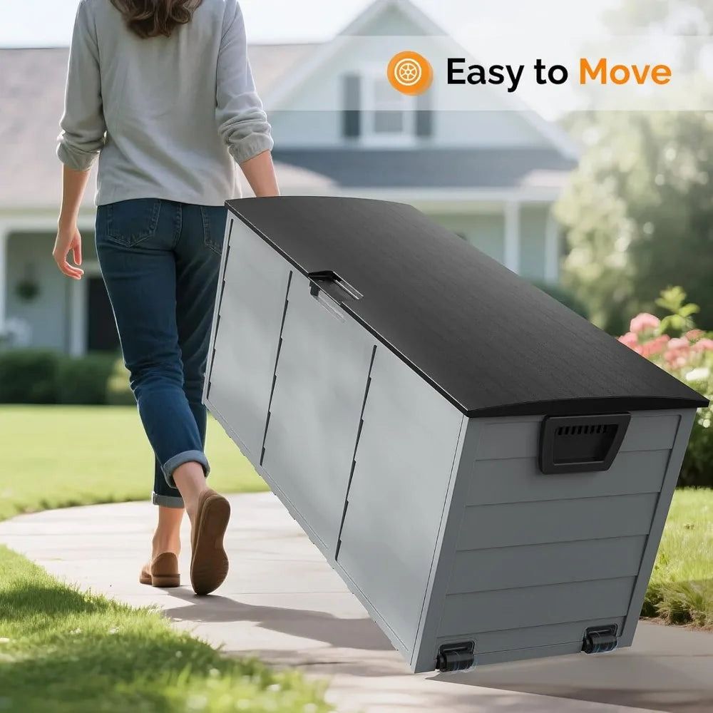 VINGLI Lockable Waterproof Outdoor Storage Deck Box With Wheels