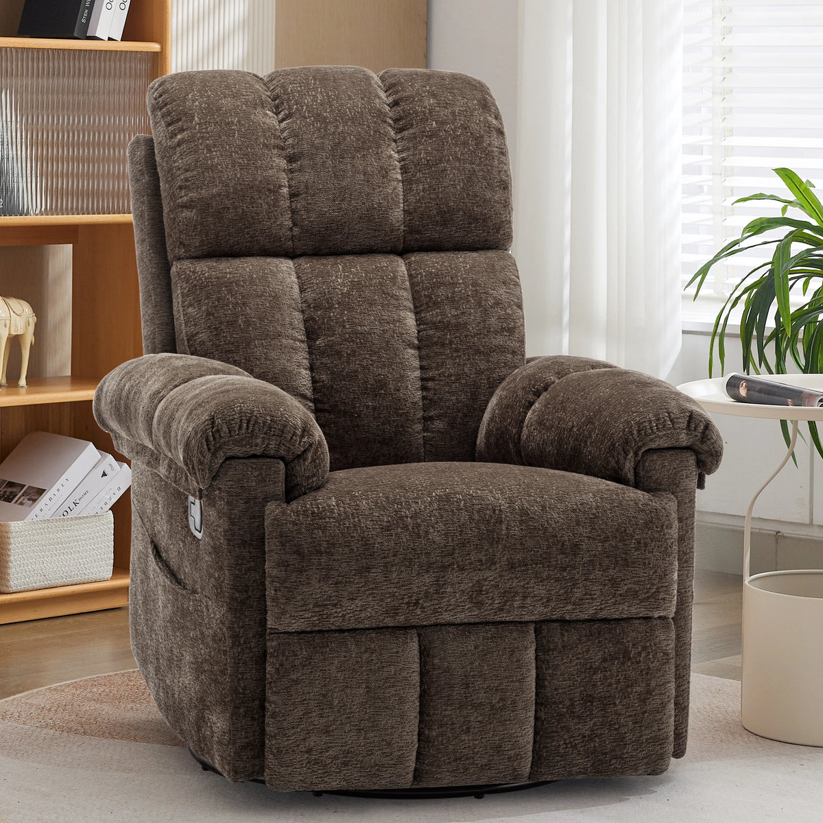 KORSER Swivel Rocker Recliner Chair with Side Pockets for Comfort