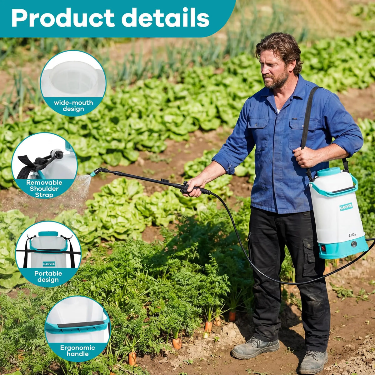 HiMISS Electric Backpack Garden Sprayer With 0 To 60 PSI