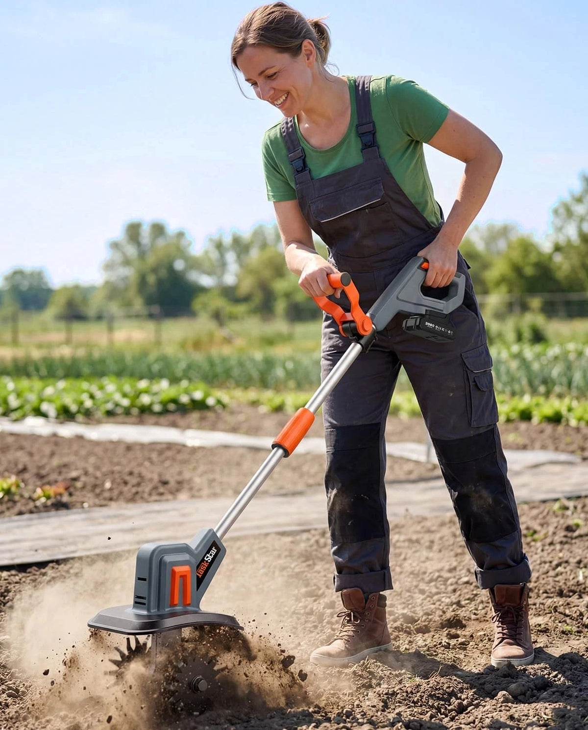 TaskStar Cordless Electric Garden Tiller Cultivator Soil Turning Tool