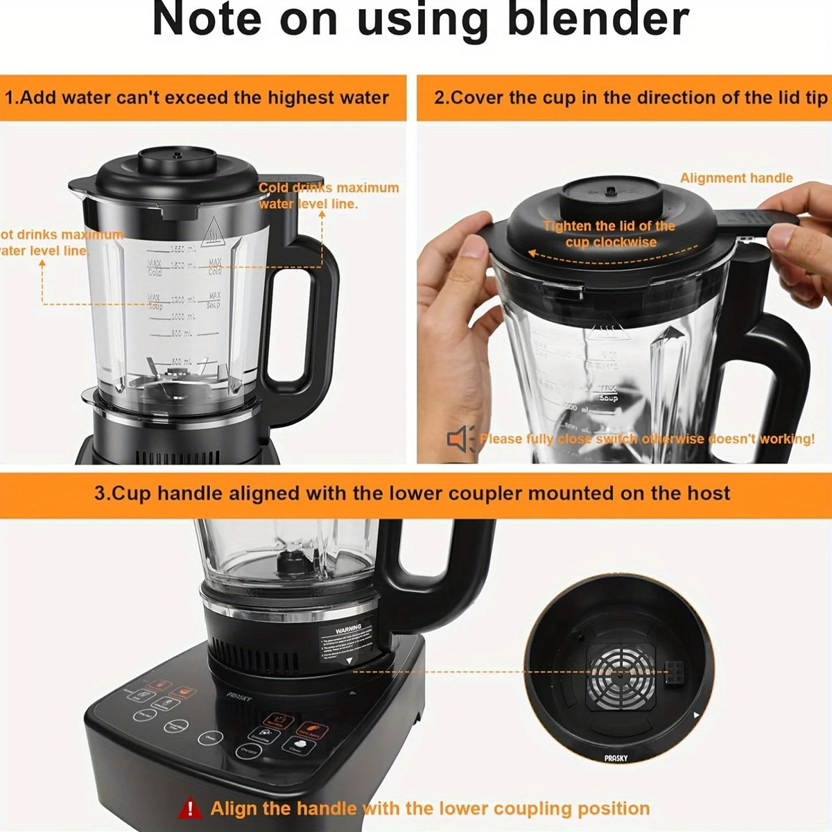 Prasky Heating Blender With Auto Clean For Smoothies And Soups