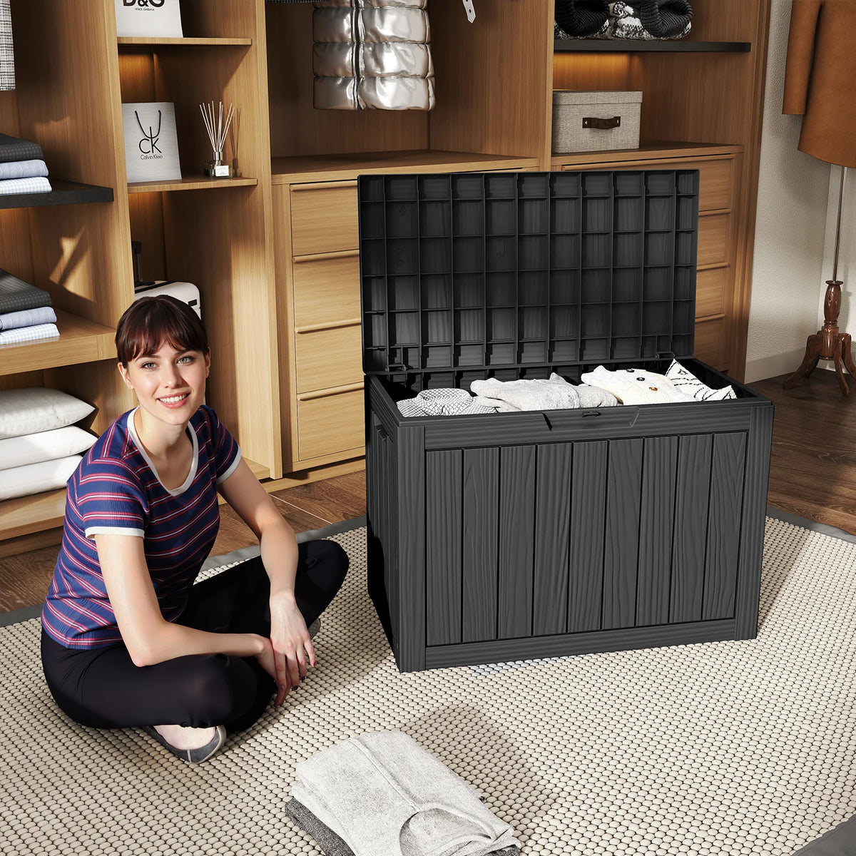 Waterproof Lockable Resin Outdoor Storage Box for Patio and Garden Storage