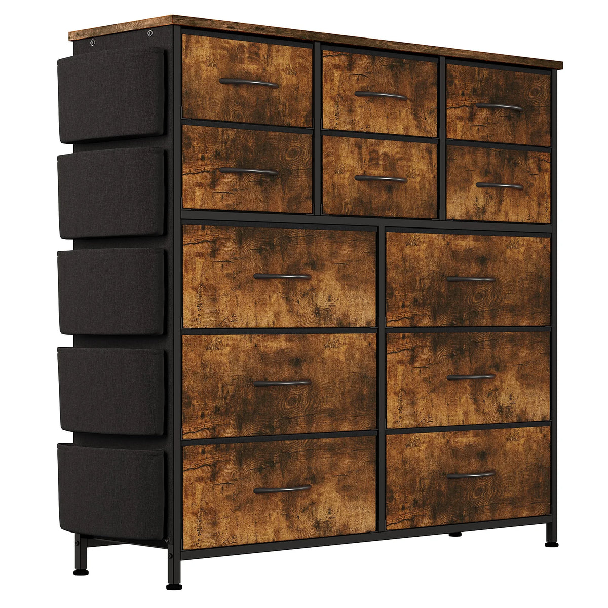 HiMISS 12 Drawer Fabric Storage Dresser With Metal Frame / Wood Top