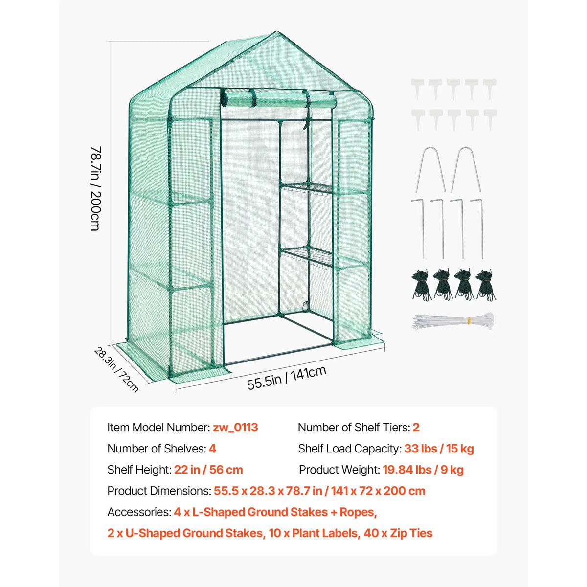 SucceBuy Walk-in Green House Greenhouse with Shelves High Strength PE Cover with Doors & Windows and Steel Frame for Planting