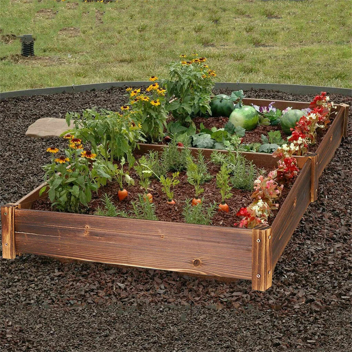 Large Garden Planter, Raised Bed, Indoor, Outdoor, Patio Flower Plant, Herbs Pot, Boxs Pine Wood