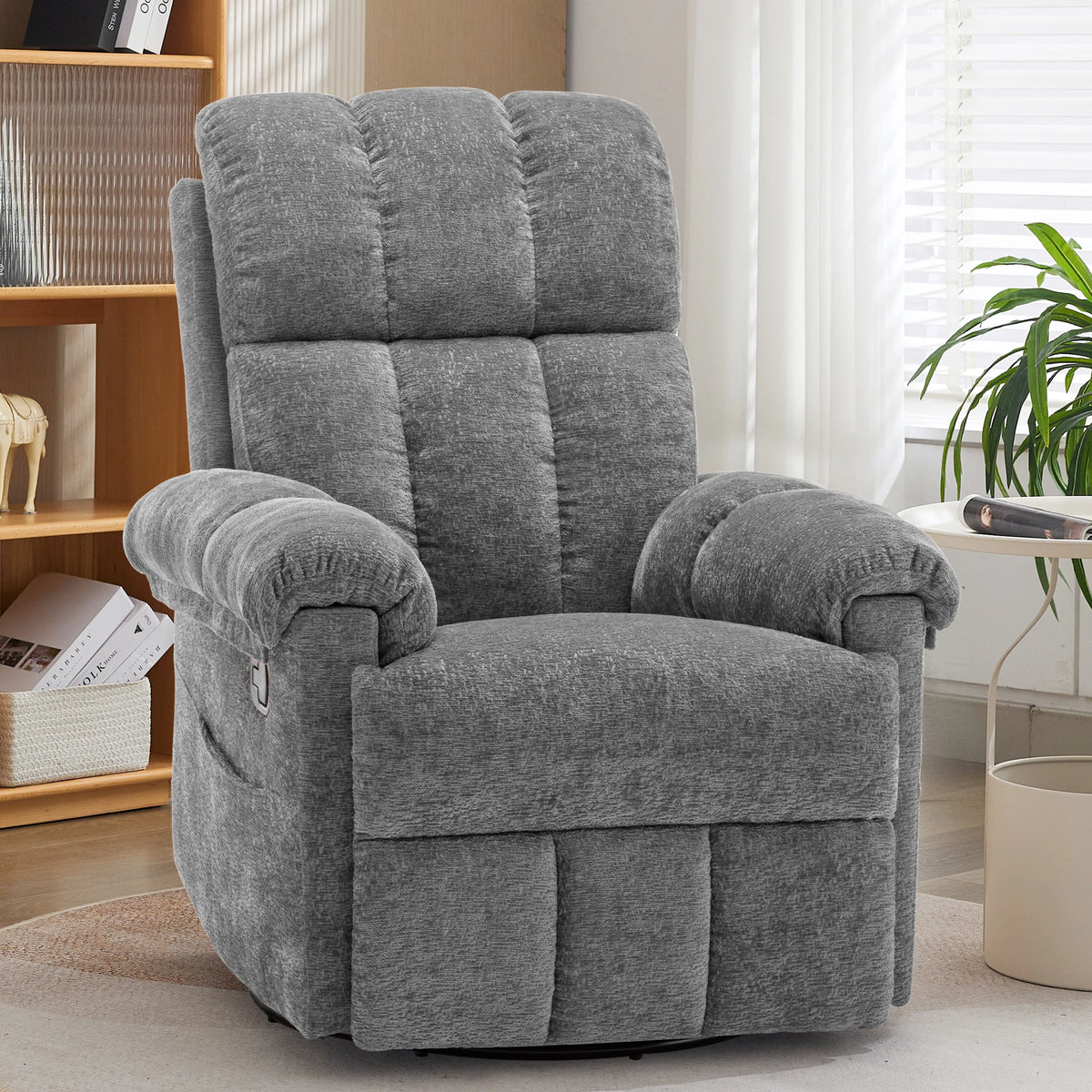 KORSER Swivel Rocker Recliner Chair with Side Pockets for Comfort