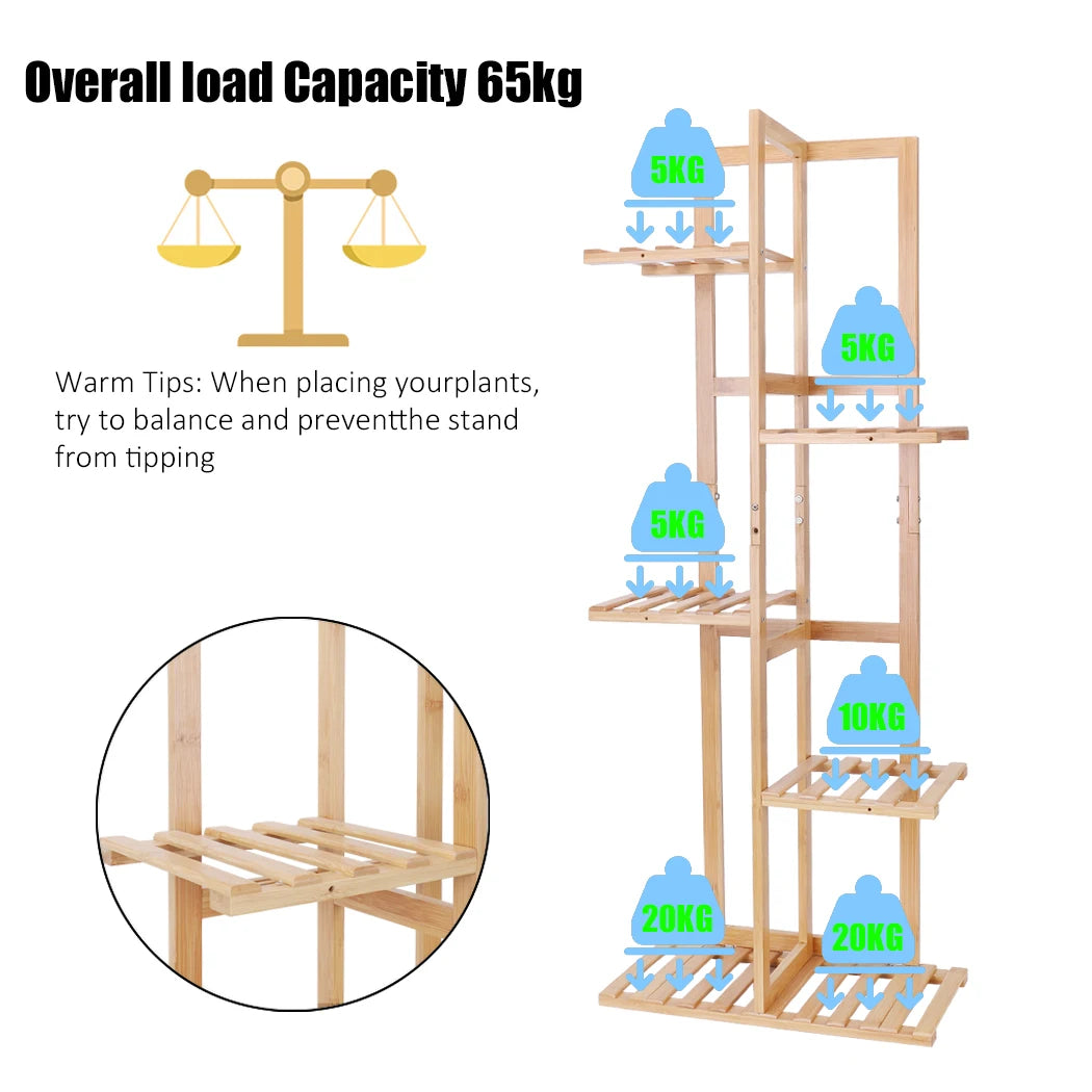 Bamboo Vertical Tiered Plant Stand Rack for Indoor Outdoor Display