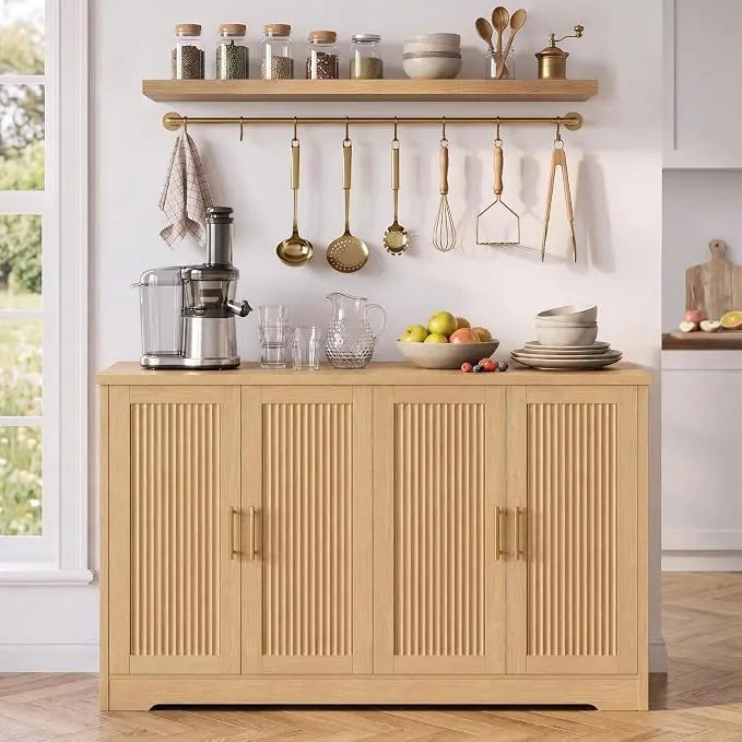 GiggleZone Fluted Sideboard Buffet Cabinet for Dining Room Storage