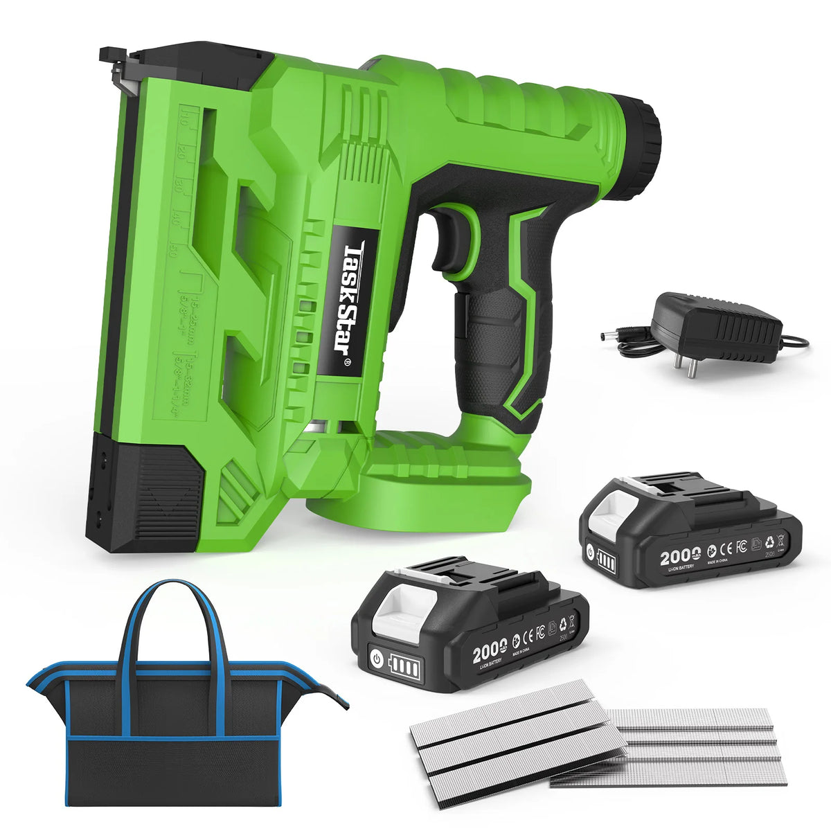 TaskStar Electric Nailing Gun 2-in-1 Cordless Nailer with 2000mAh Batteries LED Light Brushless Nail Gun for Wood Home