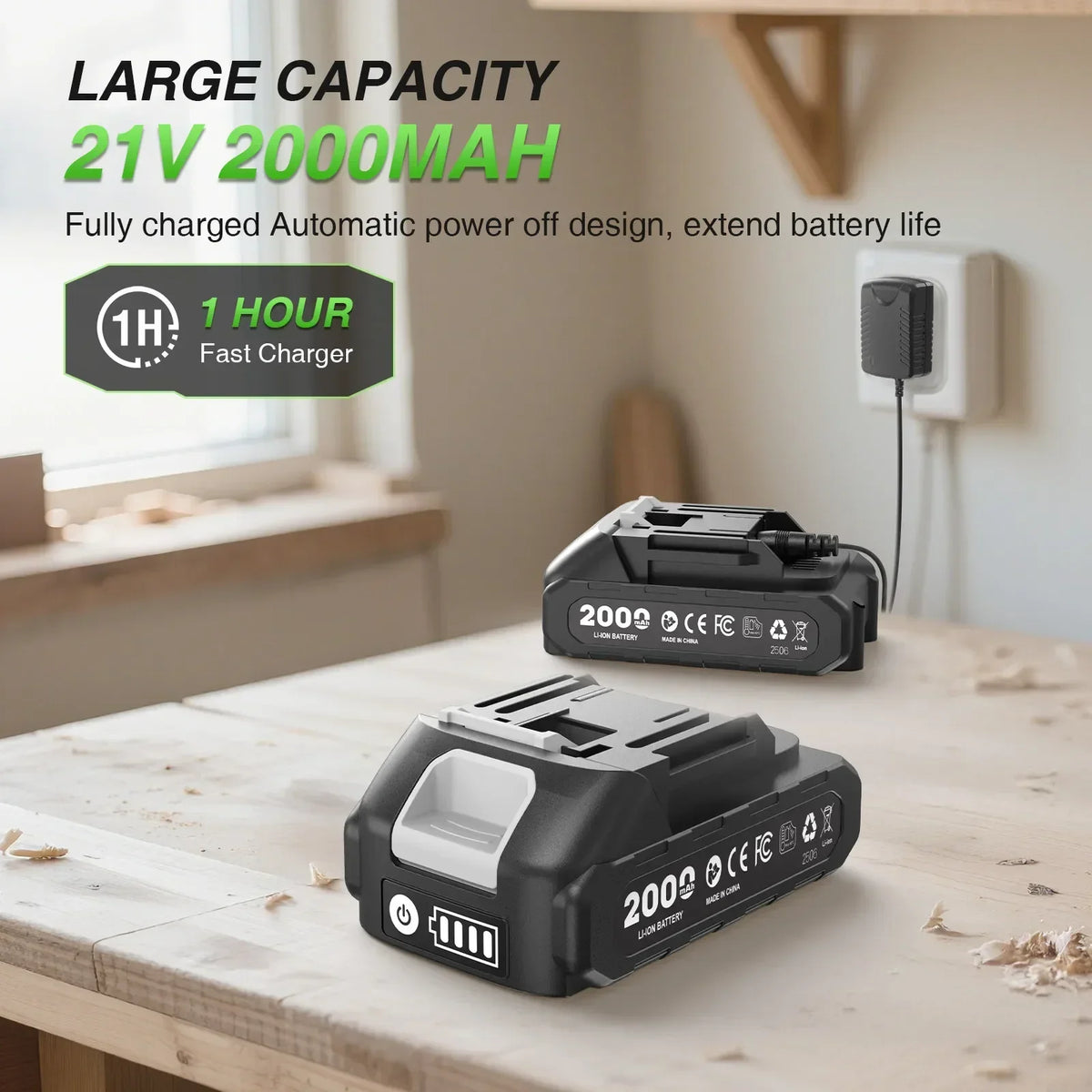 TaskStar Electric Nailing Gun 2-in-1 Cordless Nailer with 2000mAh Batteries LED Light Brushless Nail Gun for Wood Home