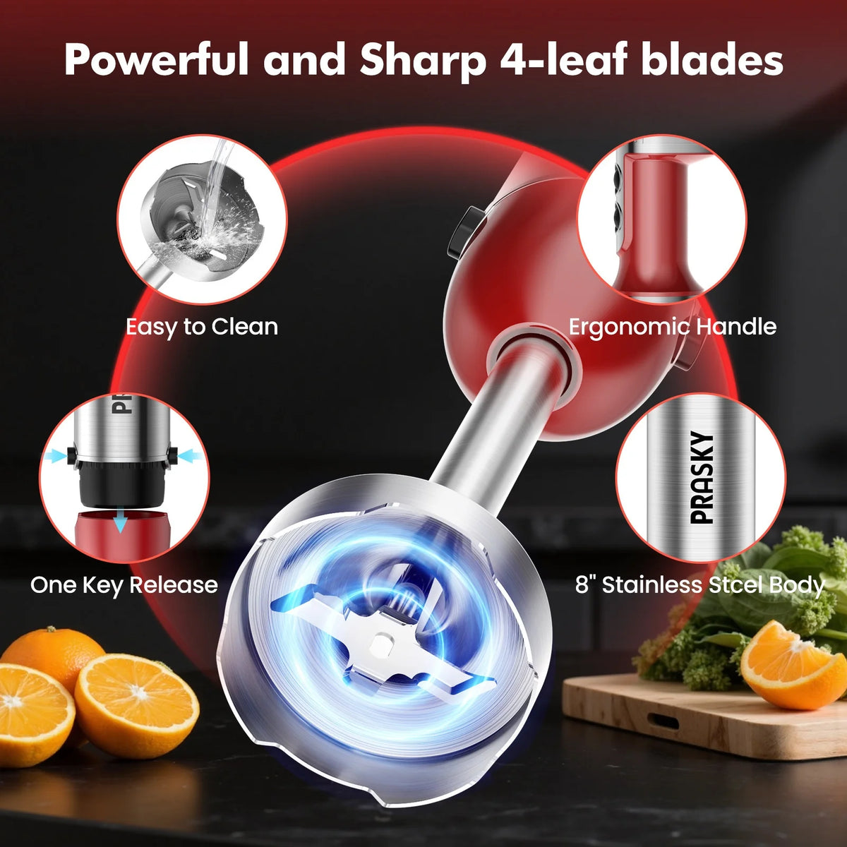 Prasky 5 In 1 Immersion Blender With Whisk And Chopper