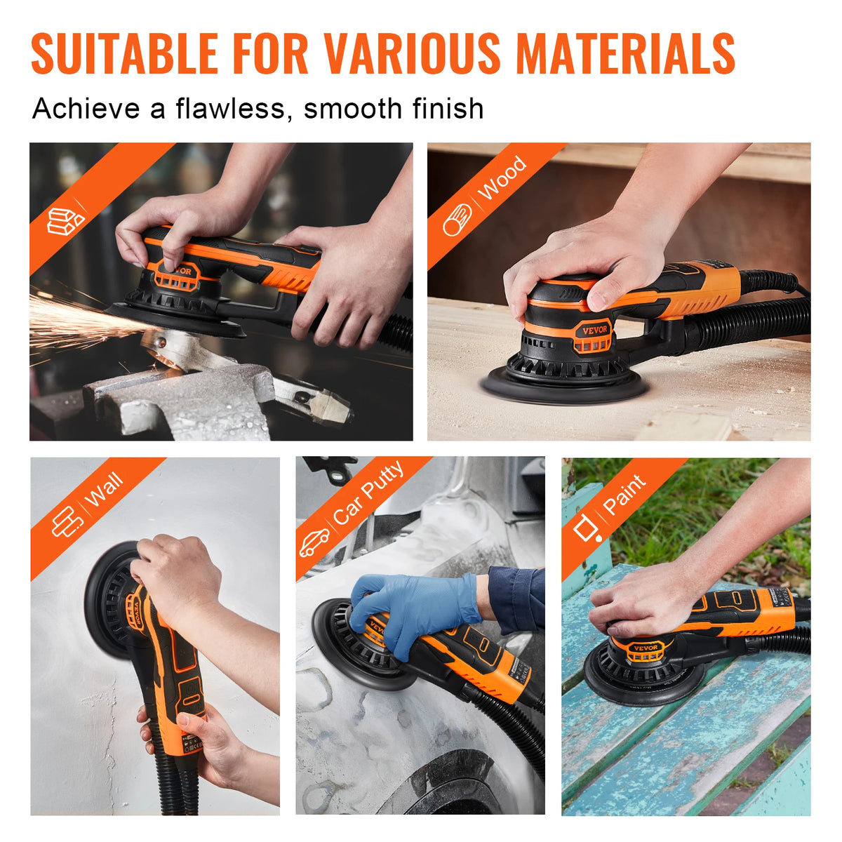 SucceBuy Brushless Random Orbital Sander for Woodworking and Detail Sanding