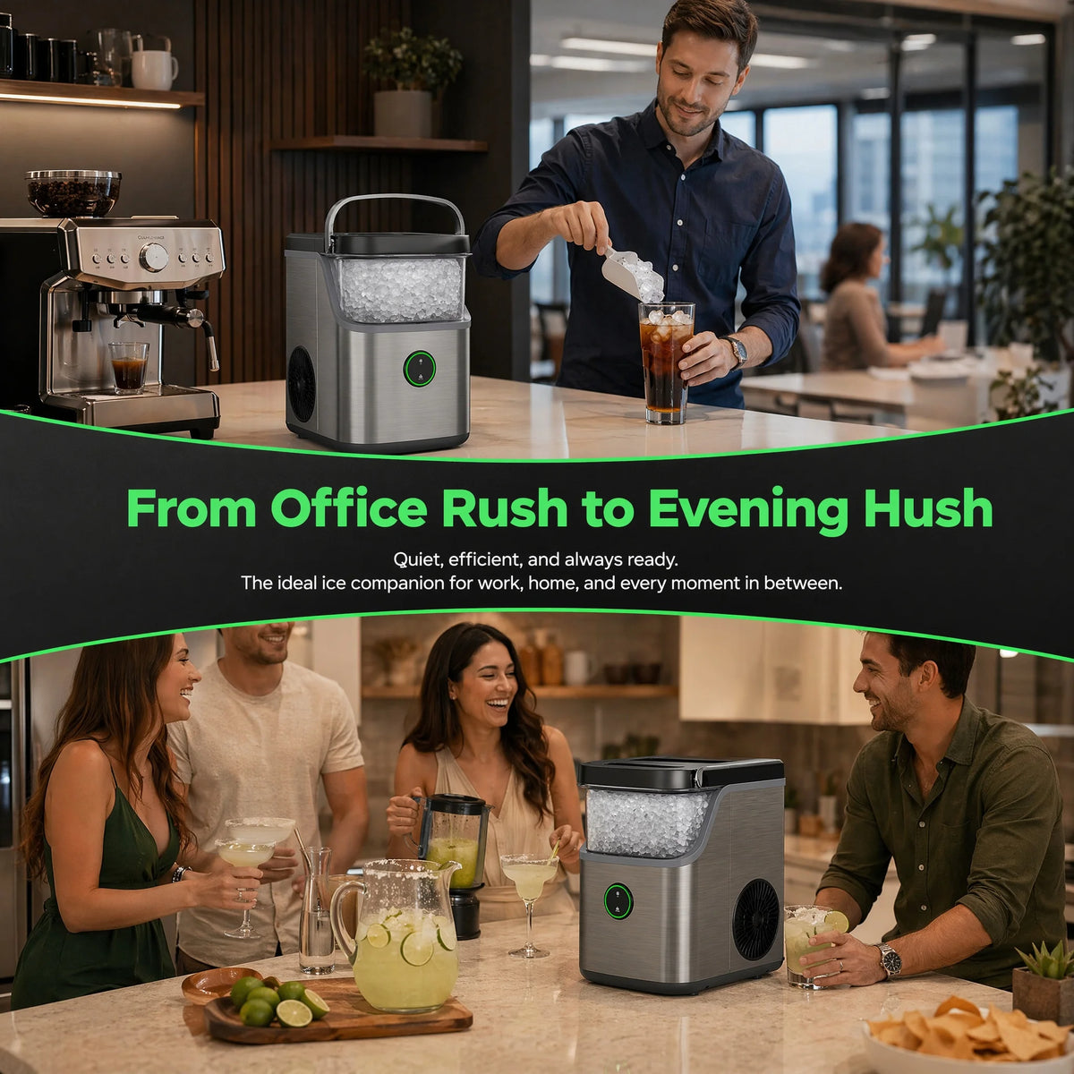 PHILERGO Countertop Nugget Ice Maker With Quiet Self Cleaning