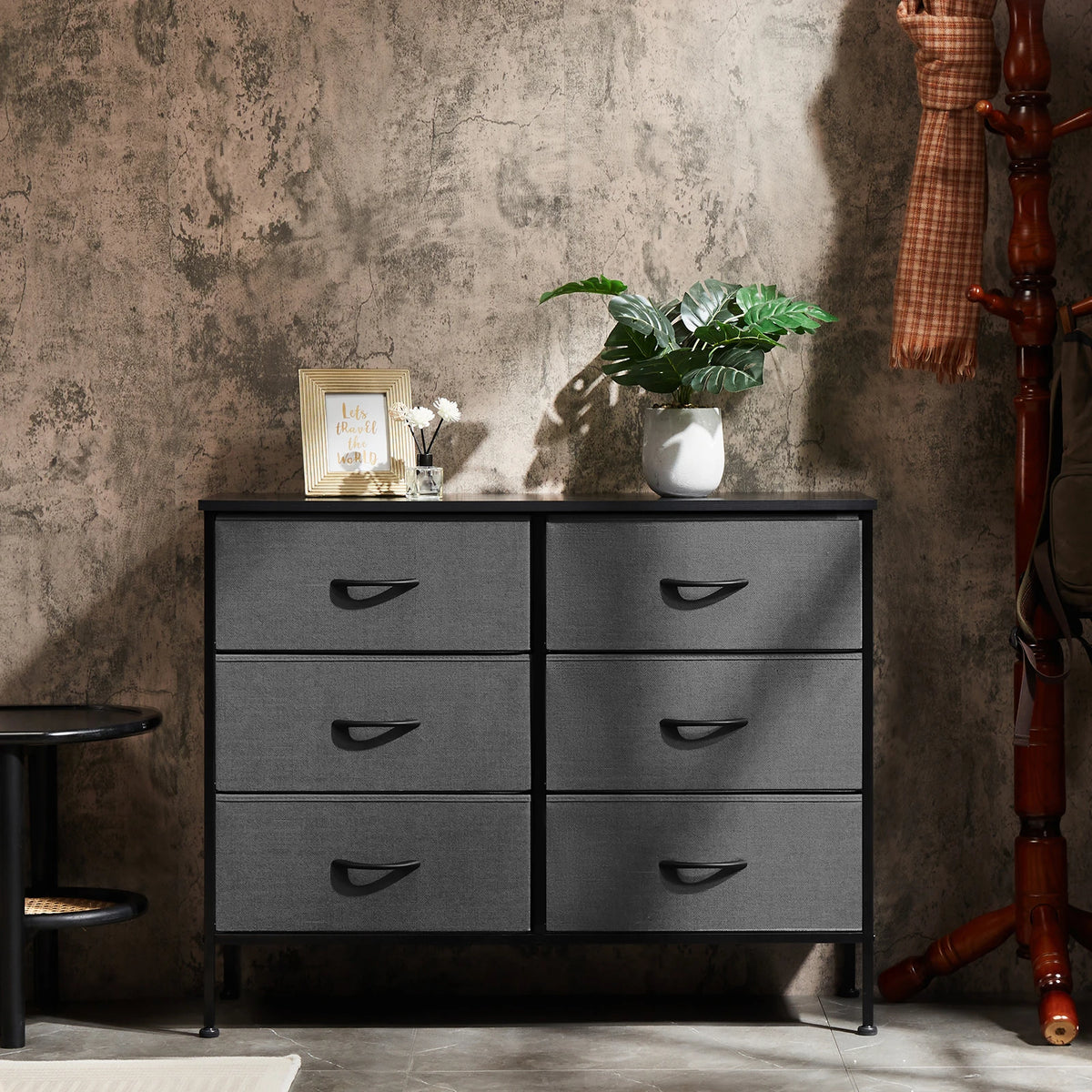 JHK Six Drawer Fabric Storage Nightstand For Bedroom