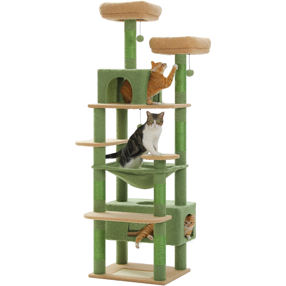 PEQULTI Multi-Level Cat Tree Tower With Scratching Posts And Hammock