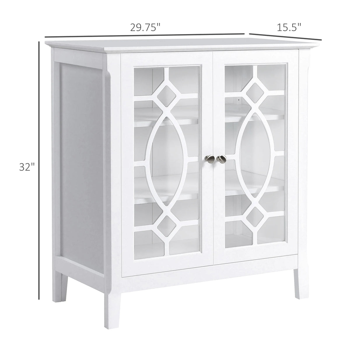 HOMCOM Sideboard Buffet Cabinet With Glass Doors And Adjustable Shelves