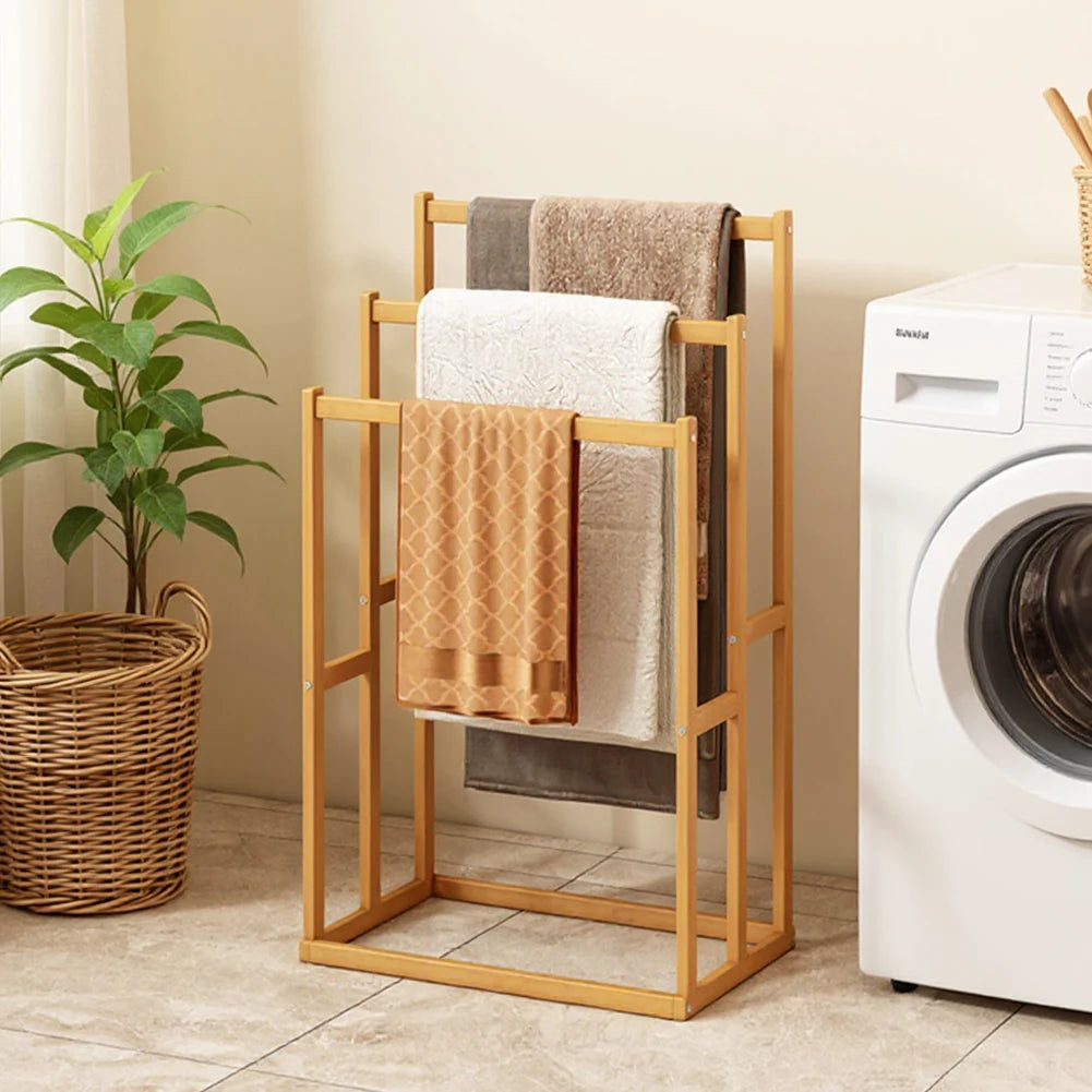 Three Tier Freestanding Towel Rack With Three Hanging Crossbars