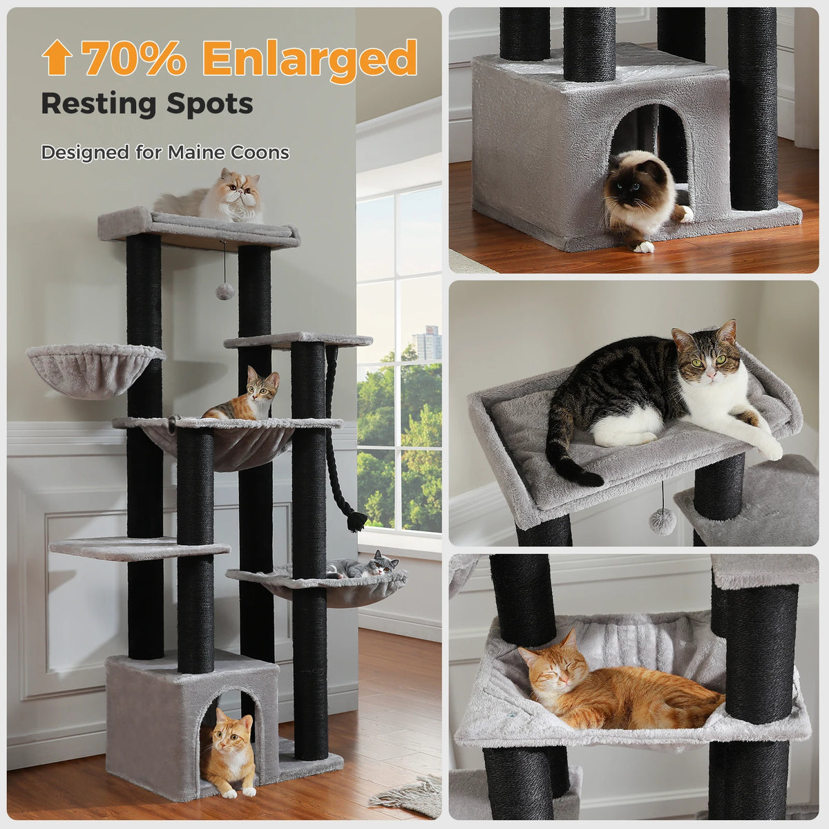 PAWZ Road Cat Tree With Sisal Posts And Spacious Condo