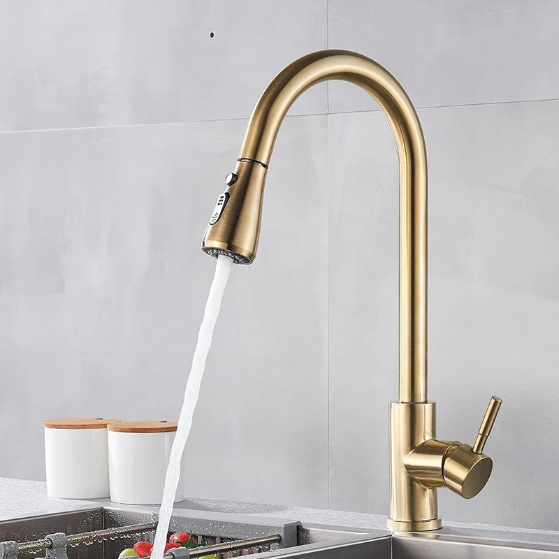 MYQualife Pull Out Kitchen Sink Faucet With Stream Sprayer