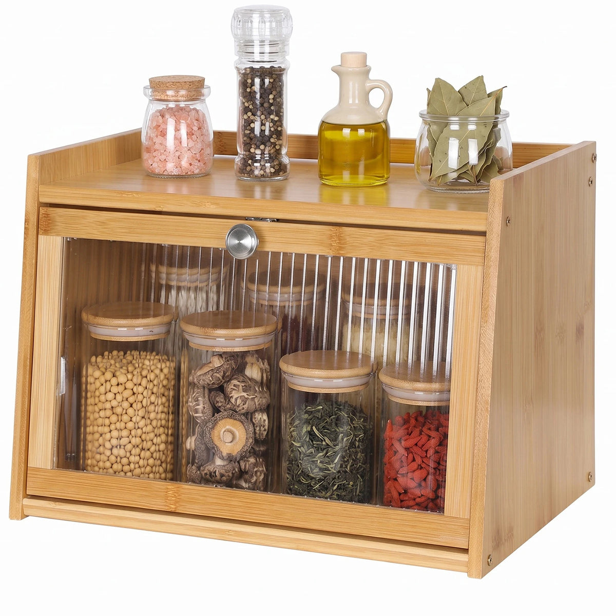 ATUOTIN Bamboo Bread Box With Clear Window And Easy Access