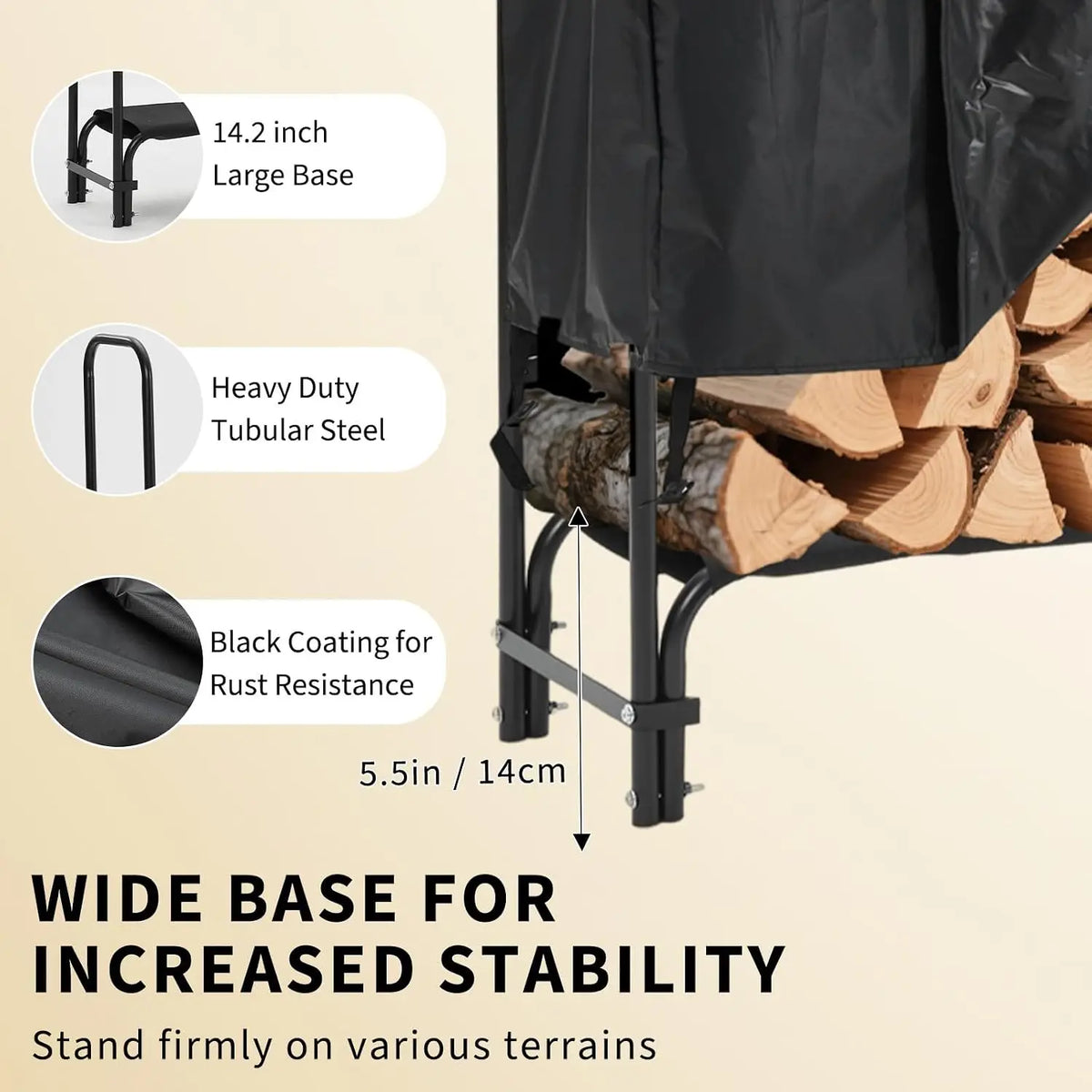 Garvee Heavy Duty Firewood Rack With Waterproof Protective Cover