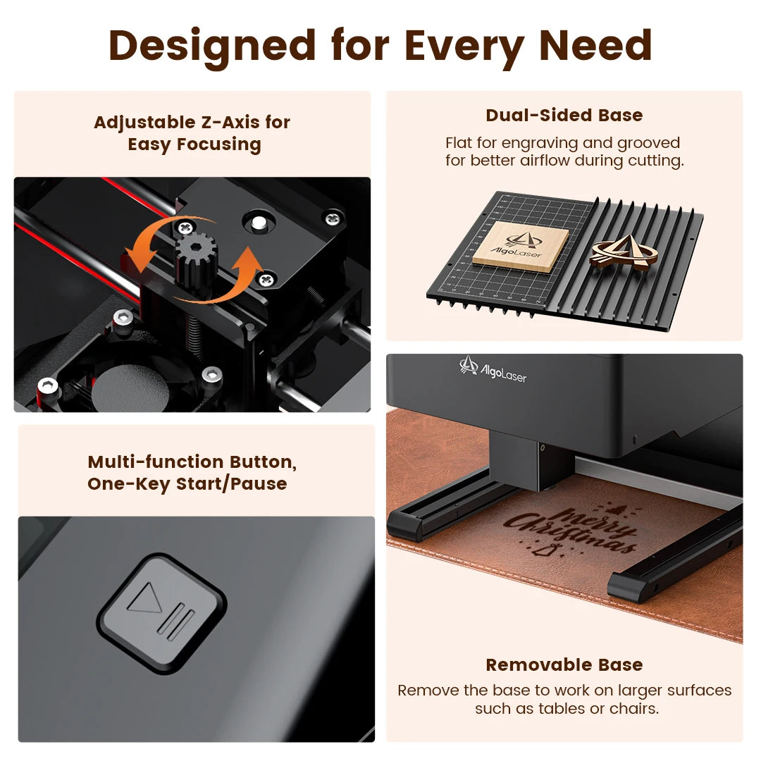 AlgoLaser Mini Portable 5W Laser Engraver Cutter with Rotary Roller OPTIONS DIY Tools Logo Etcher for Wood Desktop Laser Engraver for Metal Tumblers