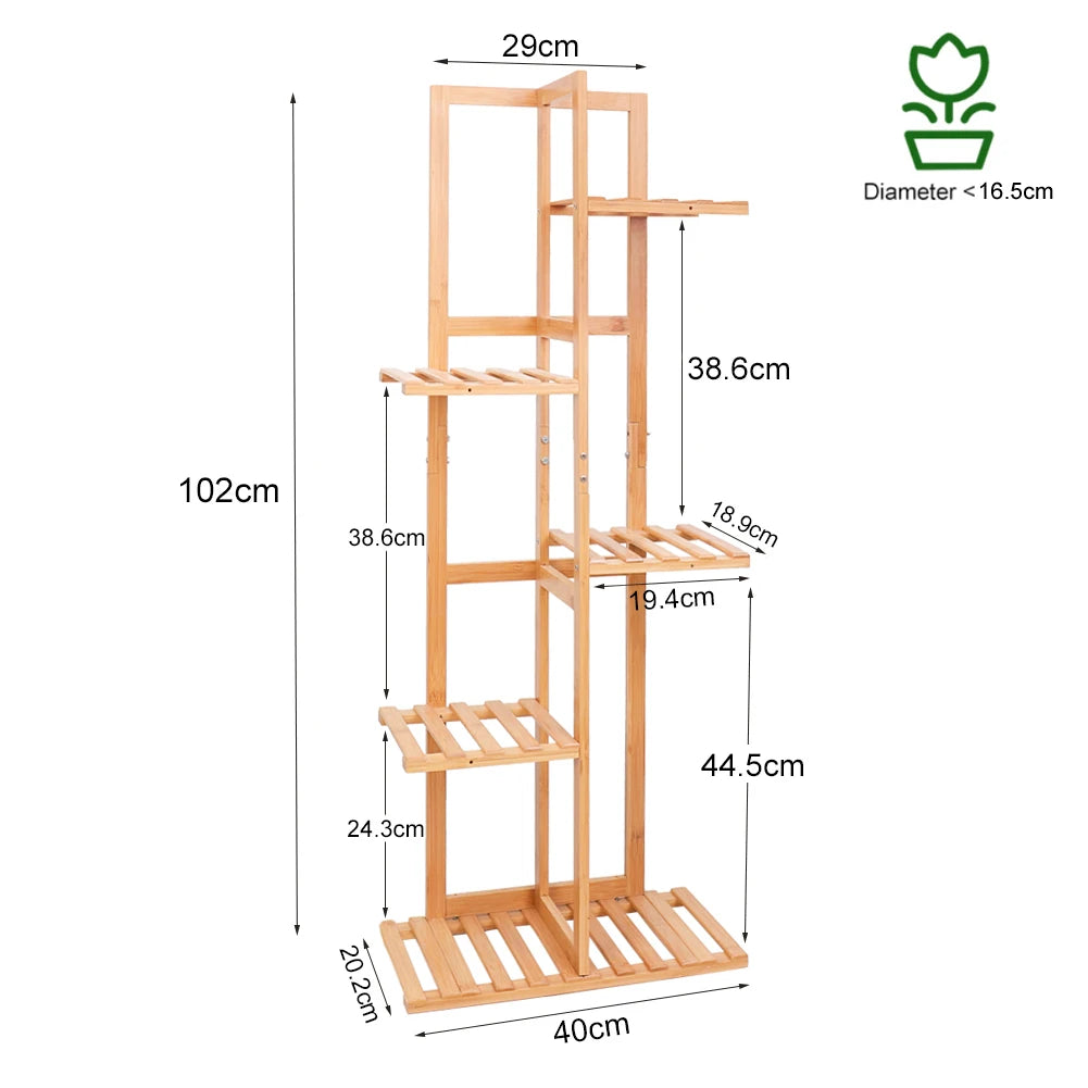 Bamboo Vertical Tiered Plant Stand Rack for Indoor Outdoor Display