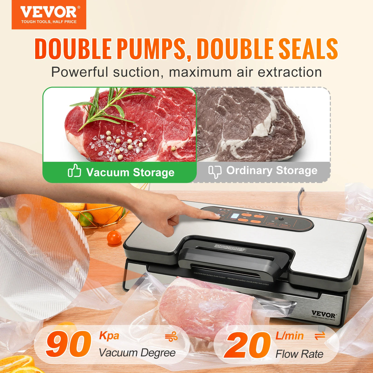 SucceBuy 130W Vacuum Sealer Machine For Food Packaging