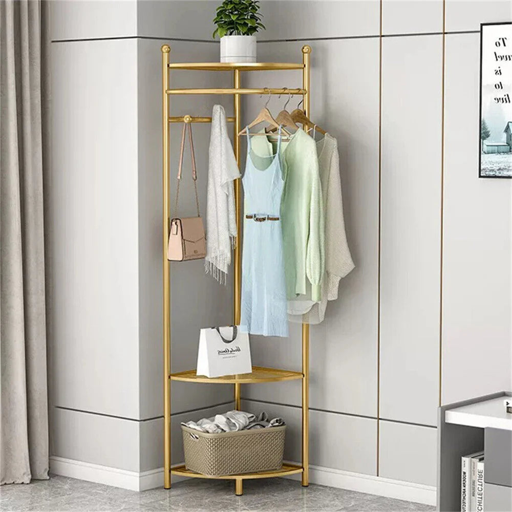 Freestanding Metal Coat Rack With Storage Shelf For Entryway