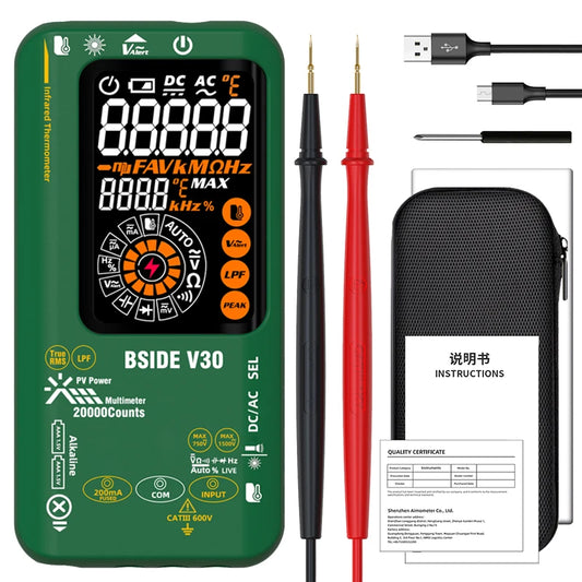 BSIDE NEW Digital Multimeter 20000counts Smart Infrared Temperature Tester T-RMS 1500V DC AC Voltage Rechargeable Multiteter DMM