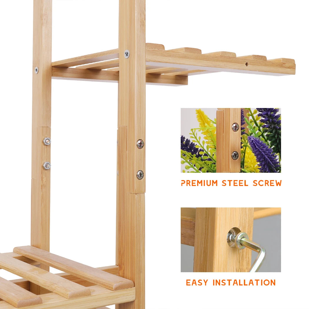 Bamboo Vertical Tiered Plant Stand Rack for Indoor Outdoor Display