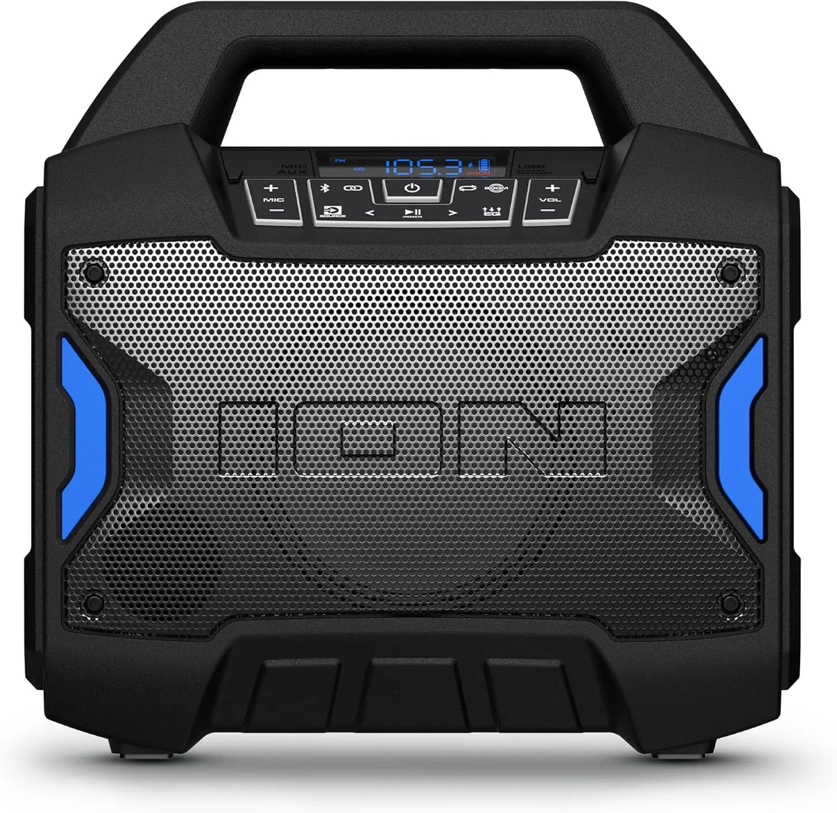 Portable Outdoor Bluetooth Speaker, 60W, Water-Resistant, with Radio, Mic Input, USB Charging, Stereo Pairing, Bass Boost & App Control - Ideal for Parties and Outdoor Events