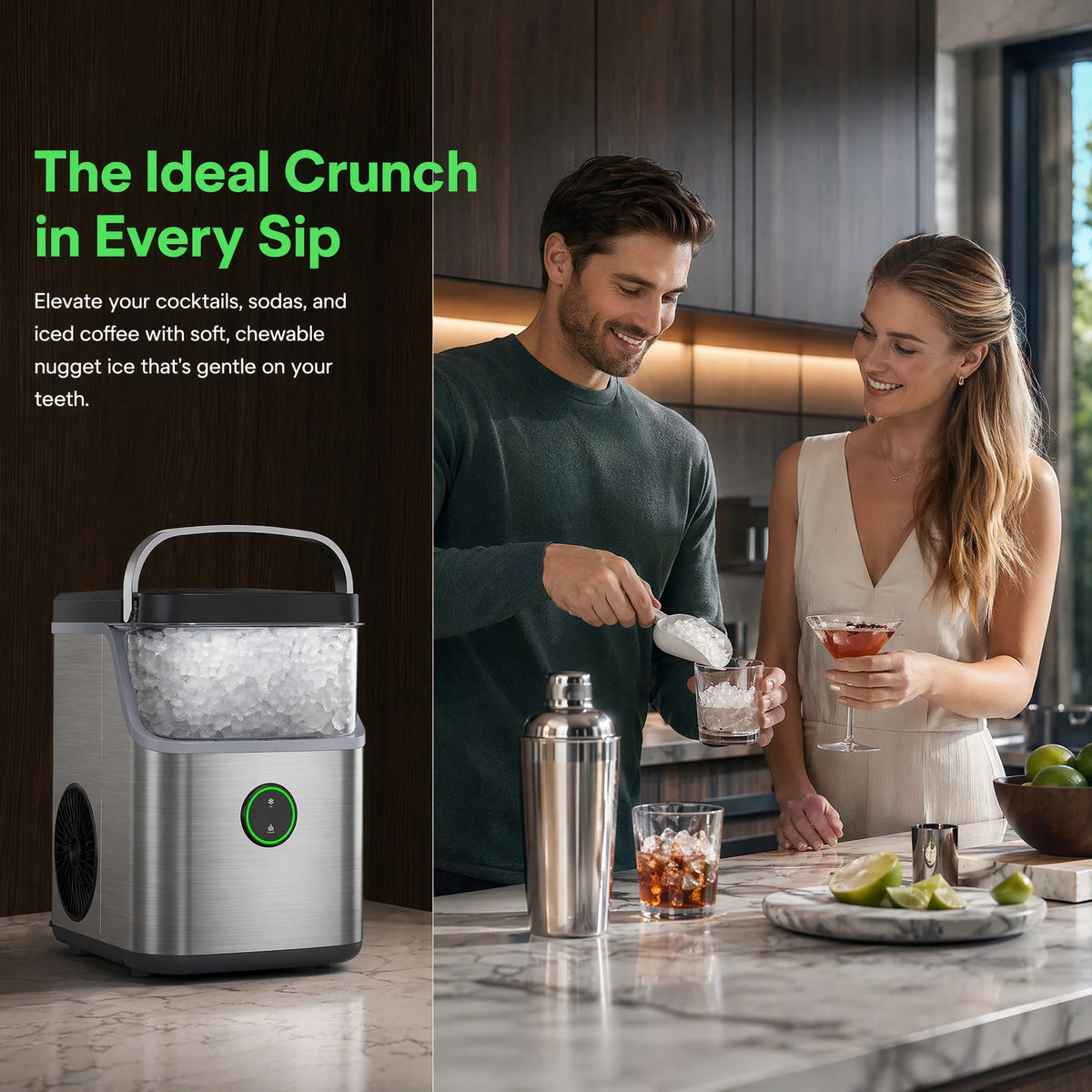 PHILERGO Countertop Nugget Ice Maker With Quiet Self Cleaning